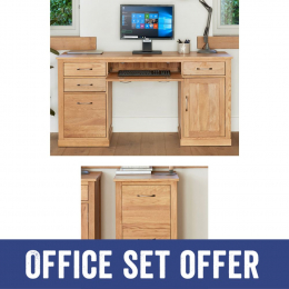 Mobel Solid Oak Large Desk And Filing Cabinet Package